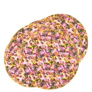 New Sophie Williamson Designs SWD 6 Round Placemats Romance is Dead Yellow
